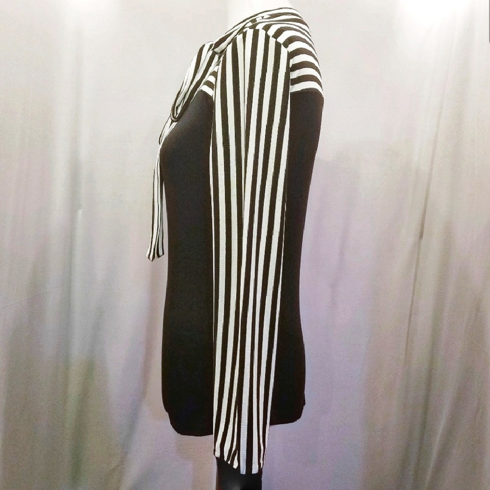 Chic Bow Neckline Striped Blouse - Picture 3 of 4